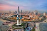 Kuwait Tower City Skyline glowing at night, taken in Kuwait in December 2018 taken in hdr