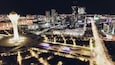 the city of Almaty, Kazakhstan. Aerial night.