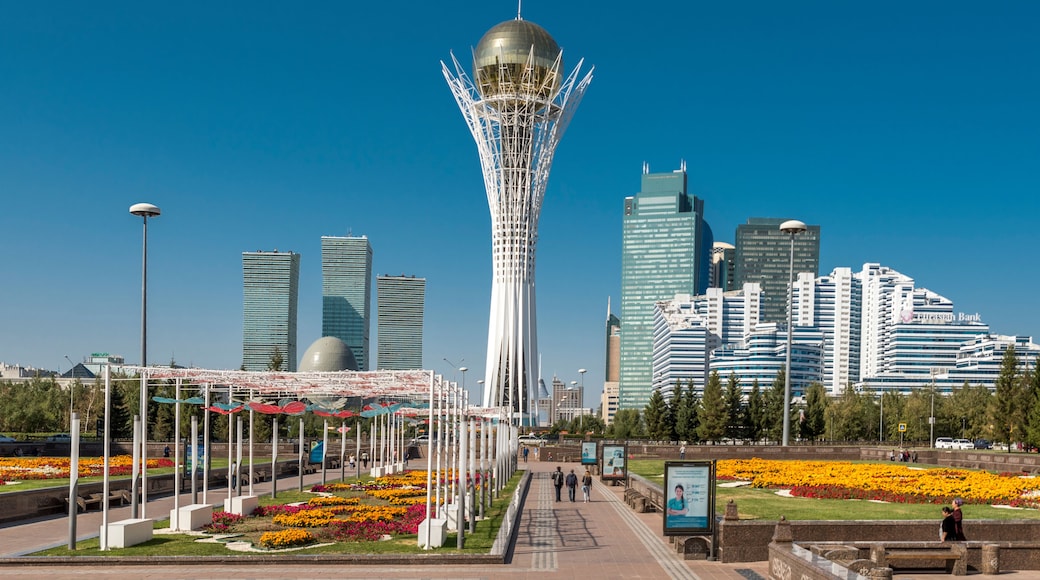 Nur-Sultan (Astana)/ Kazakhstan - 09.13.2017: City centre of Nur-Sultan (formerly Astana) with Bayterek tower