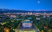 Aerial view of the central part of the city of Almaty with the Opera and Ballet Theater