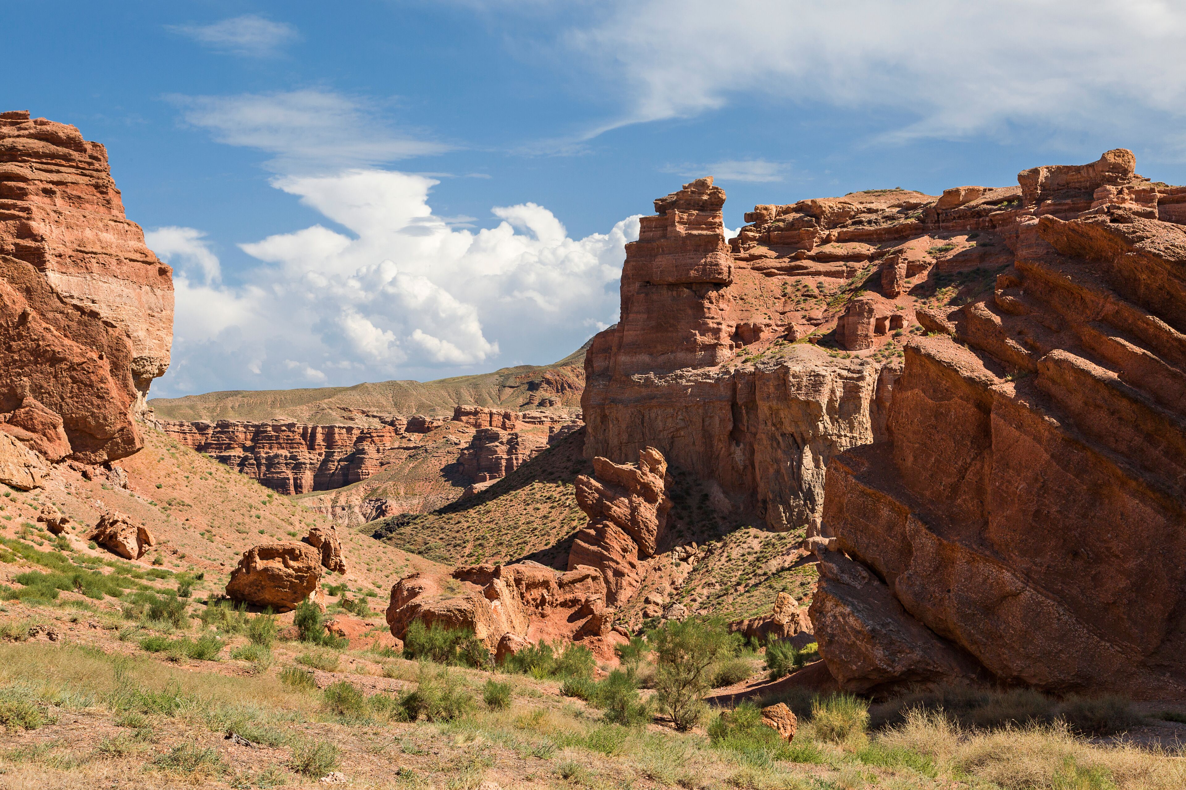 Charyn Canyon with its geological rock formations in Kazakhstan