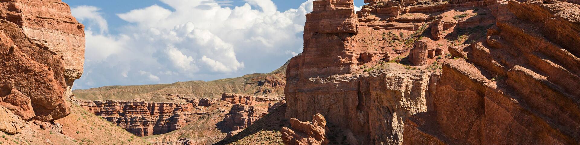Charyn Canyon with its geological rock formations in Kazakhstan