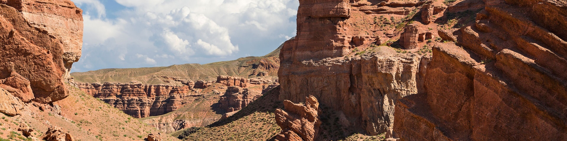 Charyn Canyon with its geological rock formations in Kazakhstan
