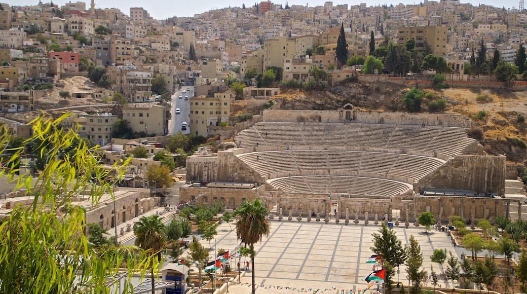 Amman Roman Theater showing heritage architecture, theater scenes and a city