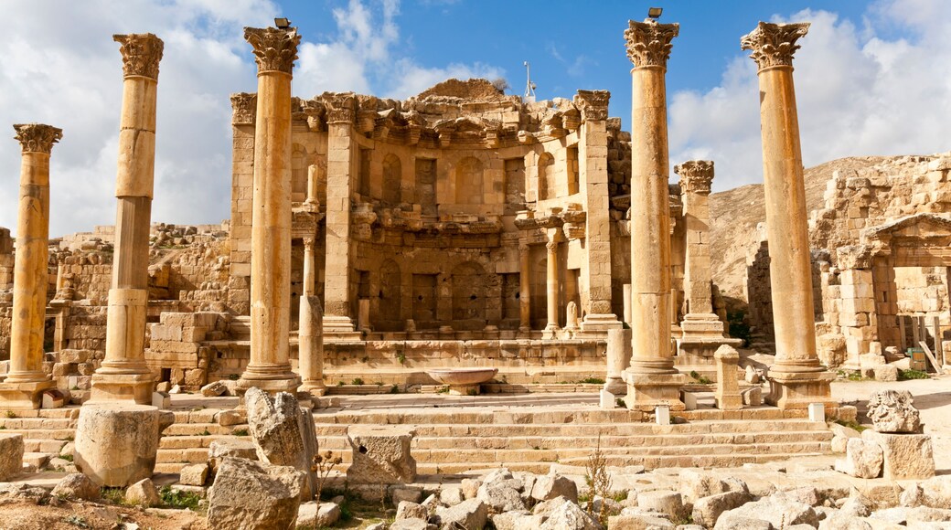 nymphaeum in the roman ancient city of jerash, jordan