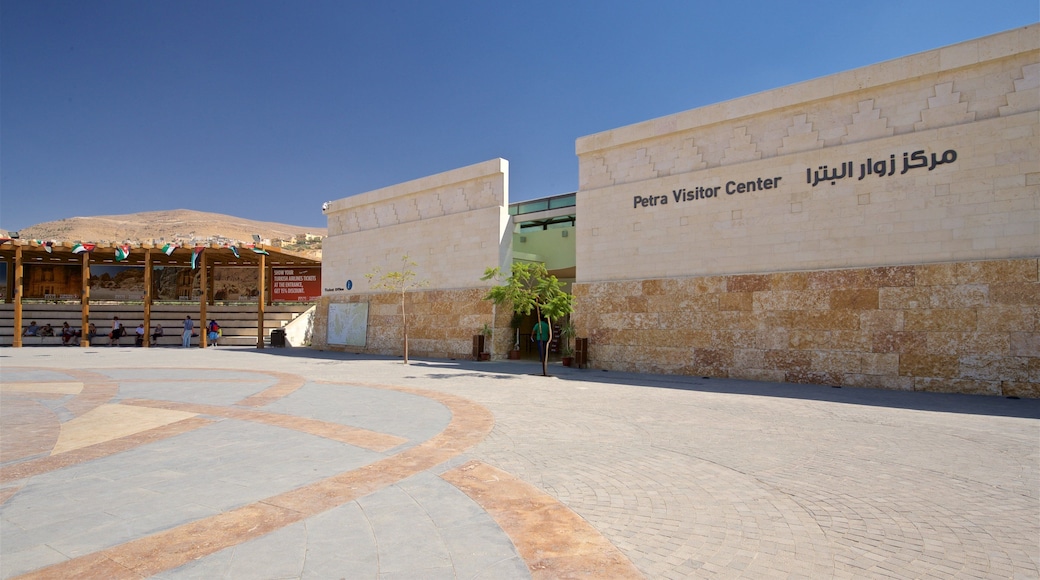 Petra Visitor Center showing a square or plaza and signage