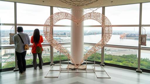 Chiba Port Tower featuring interior views, views and art