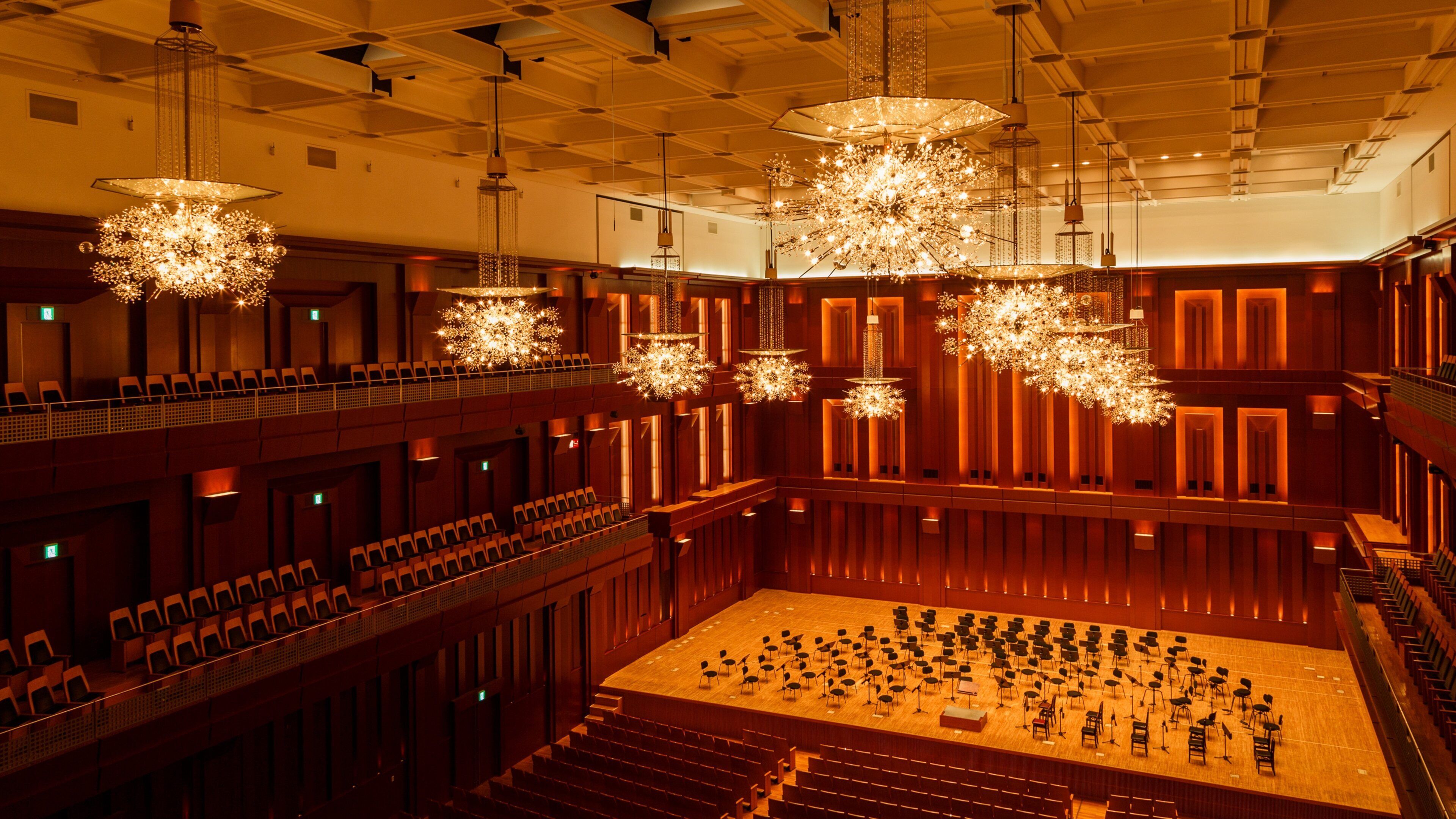 Acros Fukuoka Symphony Hall showing interior views and theater scenes
