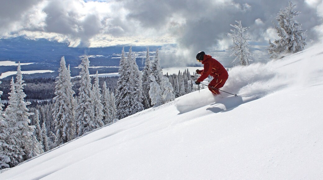 Brundage Mountain Ski Area which includes snow skiing, snow and mountains