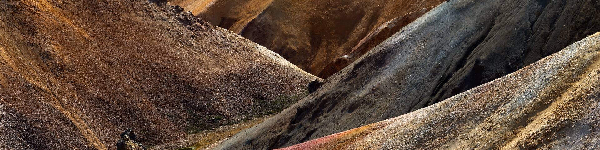 River along a Valley in Landmannalaugar among colorful mountains, Iceland