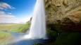 Seljalandsfoss showing a cascade