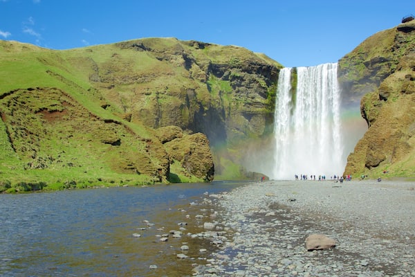 Skogafoss which includes a river or creek and a cascade