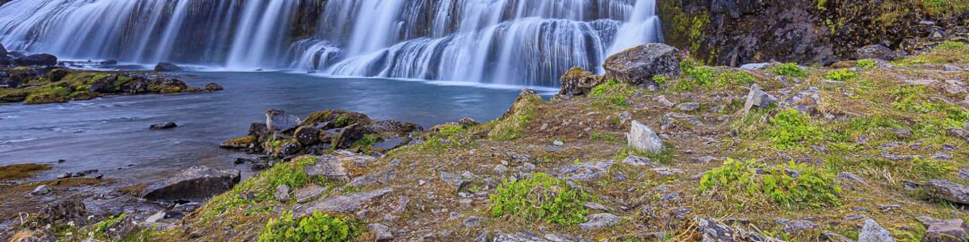 A view of the Dynjandi waterfalls.
These are magnificent falls and well worth the drive to get there.