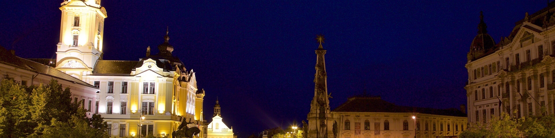 Plaza Szechenyi que incluye una plaza, una ciudad y escenas de noche