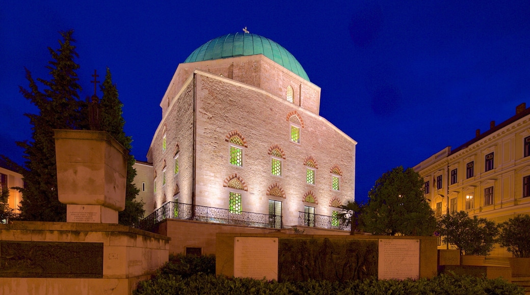 Mosque of Gazi Kaszim Pasha which includes heritage architecture, a mosque and night scenes