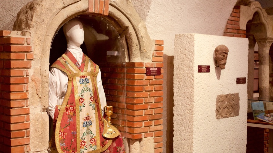 Tihany Abbey which includes interior views, a church or cathedral and religious elements