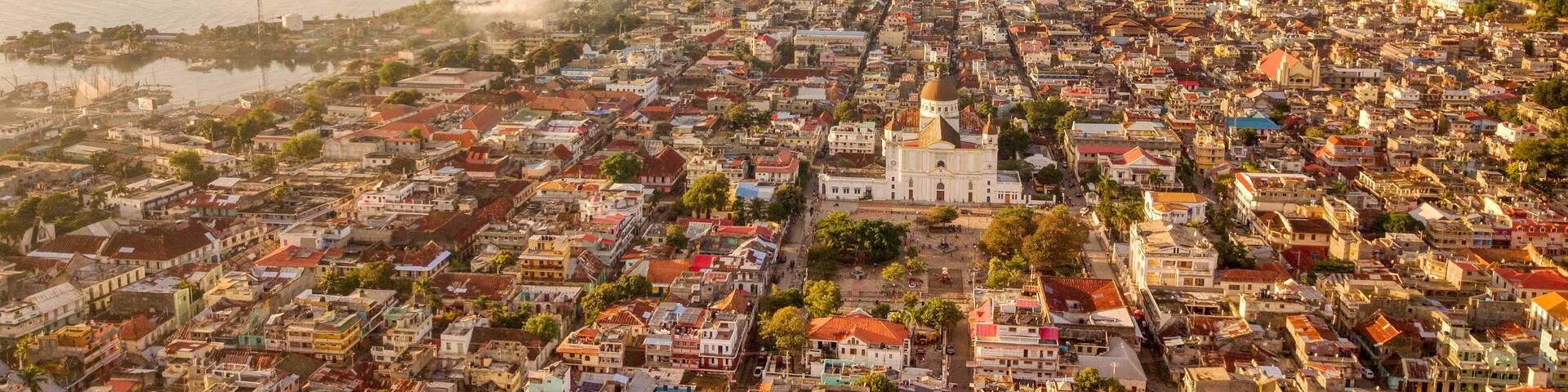 Aerial View of Cap-Haitien, Haiti Cityscape at Sunrise