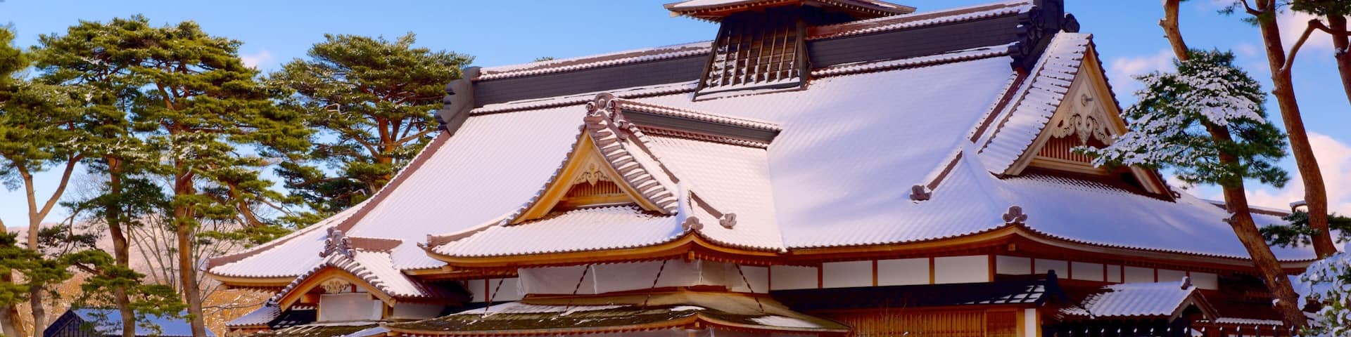 Fort Goryokaku which includes snow and a temple or place of worship