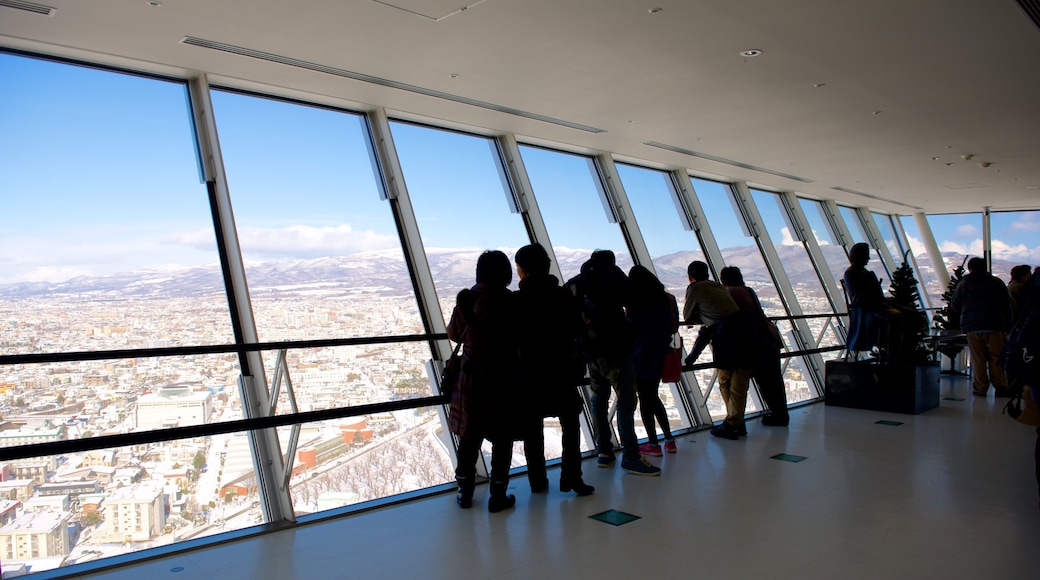 Goryokaku Tower which includes views as well as a large group of people