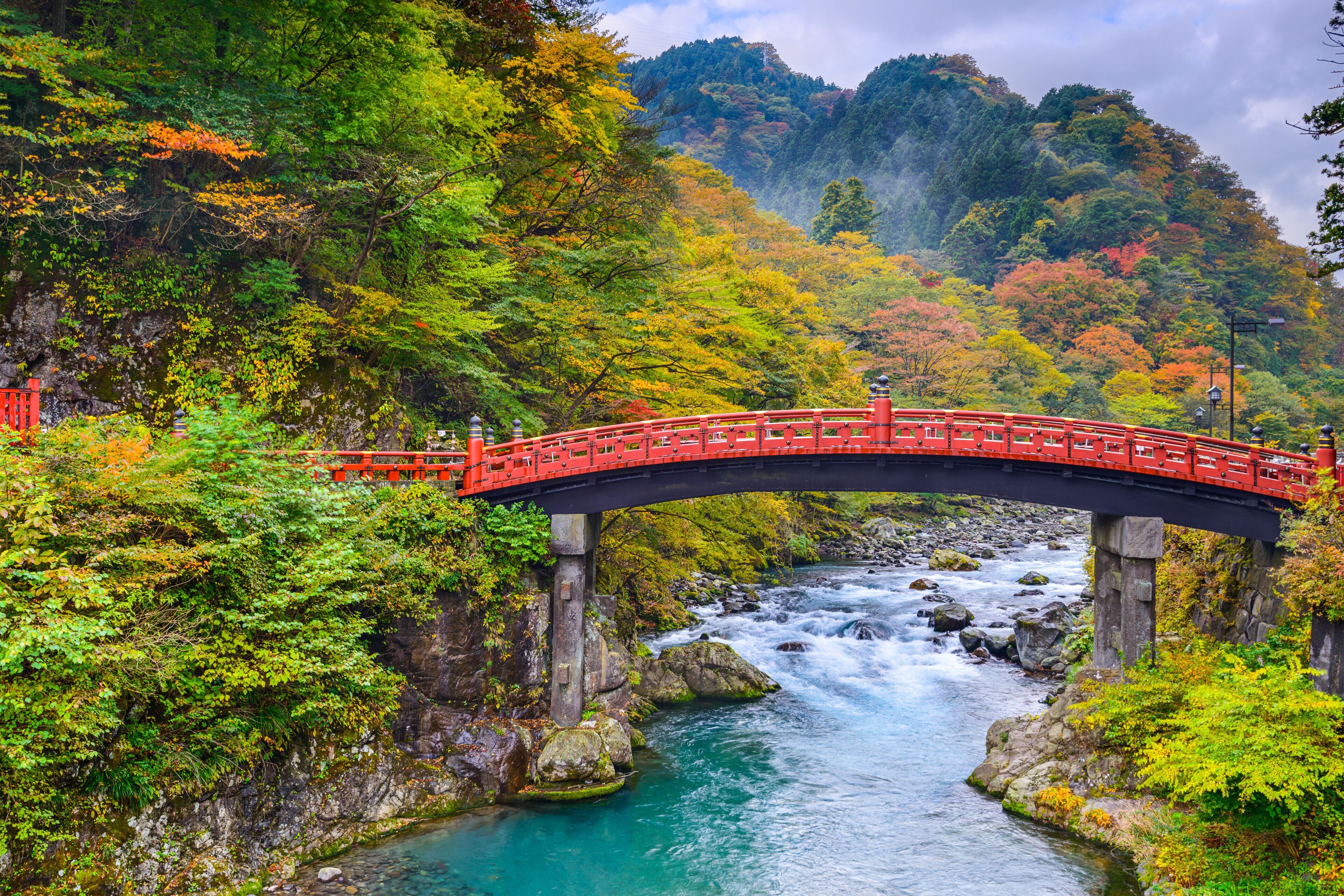 Nikko, Japan at the Shinkyo Bridge over the Daiwa River.