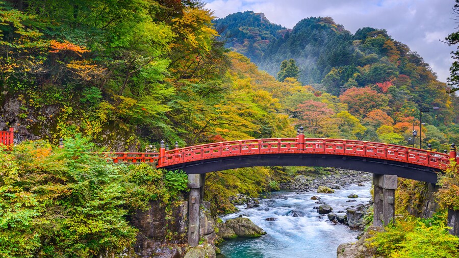 Nikko, Japan at the Shinkyo Bridge over the Daiwa River.