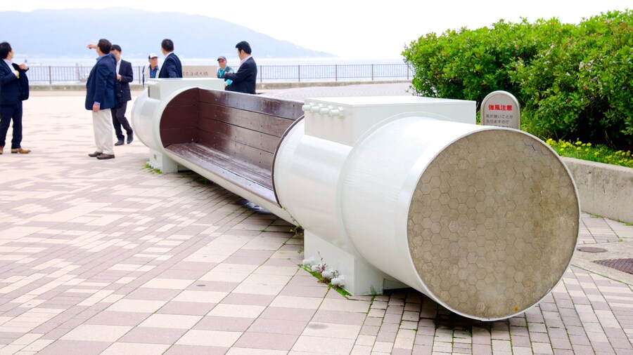 Akashi Kaikyo Bridge showing a bridge, outdoor art and art