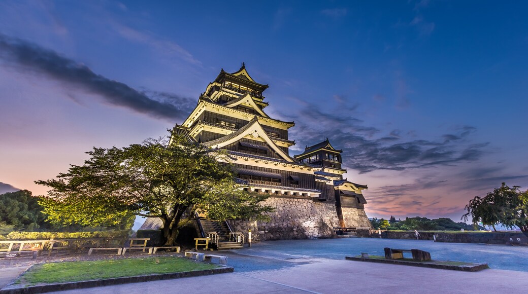 Beautiful sunset at Kumamoto Castle in Kyushu, Japan.