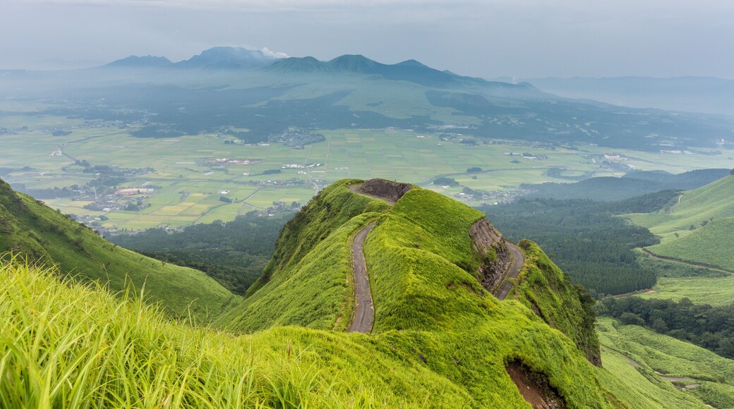 Mountain road around Mt.Aso in Kumamoto, Japan