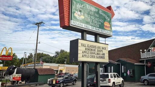 Burger Place near where I grew up. The Haps Delight burger is the bomb with thousand island on it. When we were little we sat in the happy trolley inside to eat. Soda fountain and ice cream counter. Fun place!