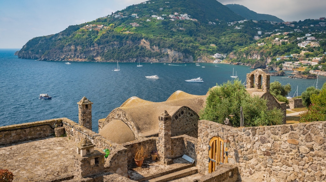 Aragonese Castle showing general coastal views and a coastal town