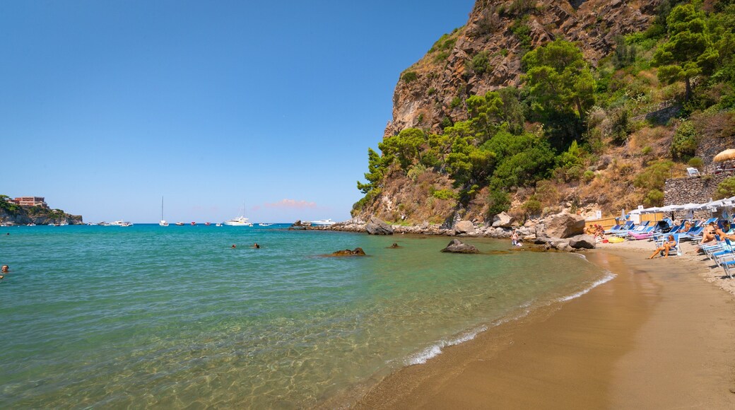 Bay of San Montano showing rocky coastline, general coastal views and a beach