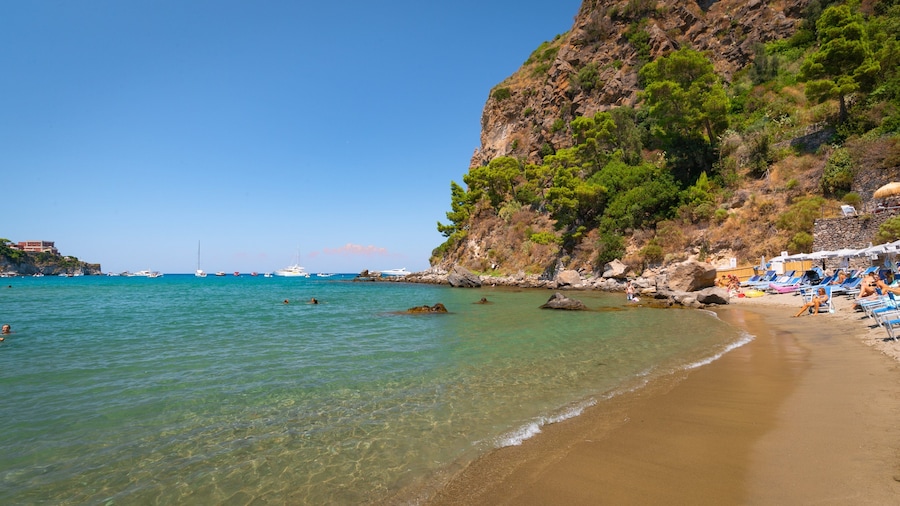Bay of San Montano showing rocky coastline, general coastal views and a beach
