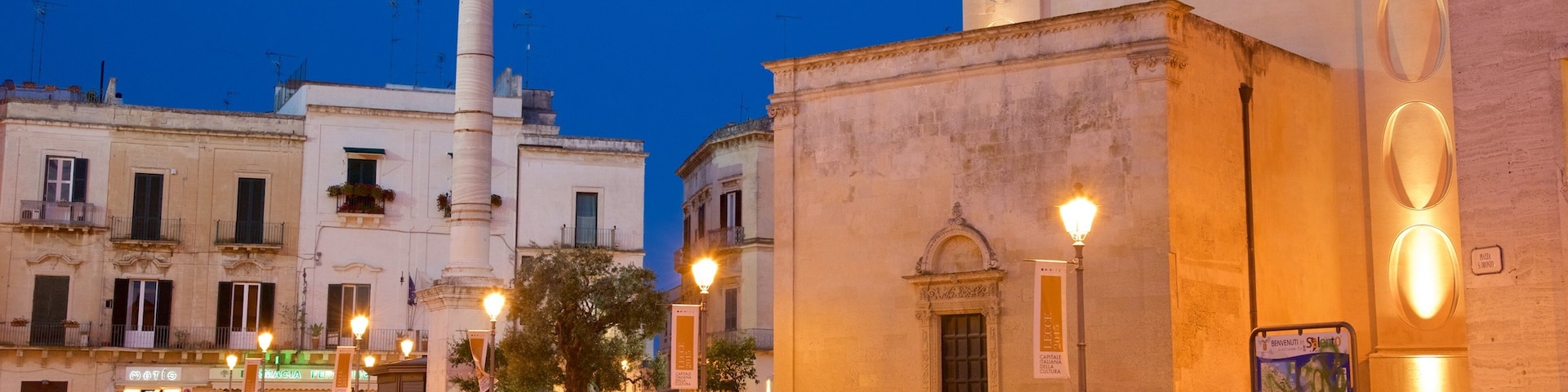 Piazza Sant\'Oronzo featuring heritage architecture and night scenes