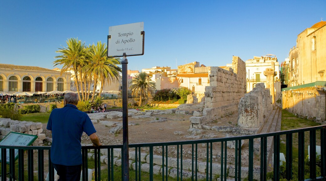 Temple of Apollo which includes heritage elements and a ruin as well as an individual male