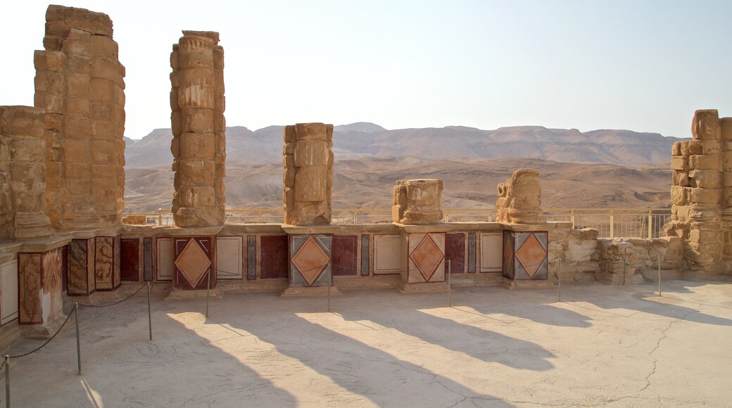 Masada National Park showing desert views, views and heritage elements