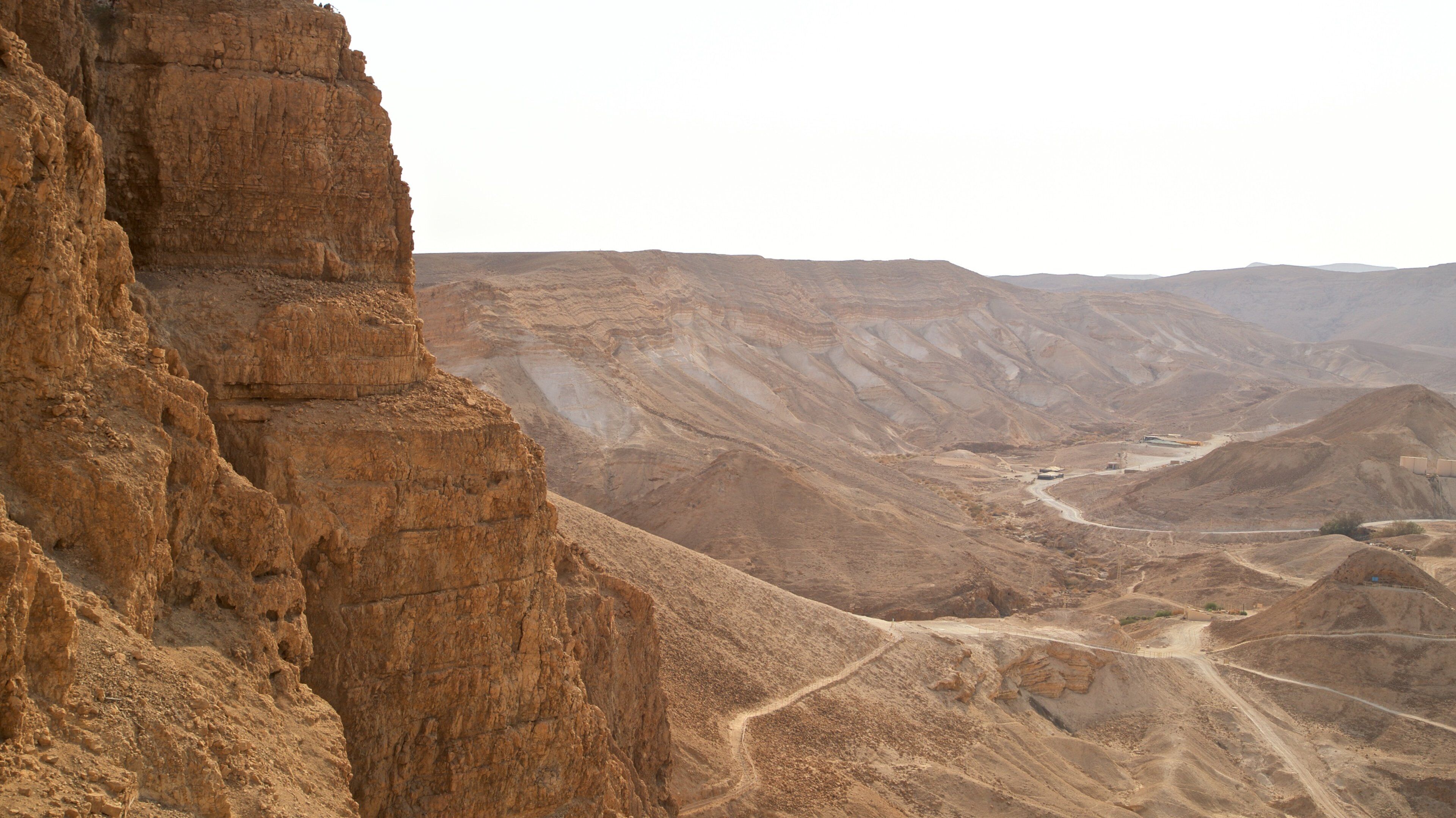 Masada National Park showing desert views, a gorge or canyon and landscape views