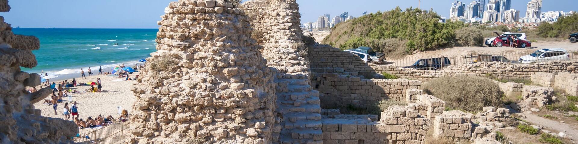 Citadel Ashdod (Ashdod-Sea, also known as Minat al-Qal'a), an archaeological site on the coast of the Mediterranean Sea. Ashdod, Israel, June 2016.