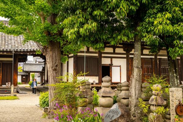 Gango-ji Temple which includes a park and heritage elements