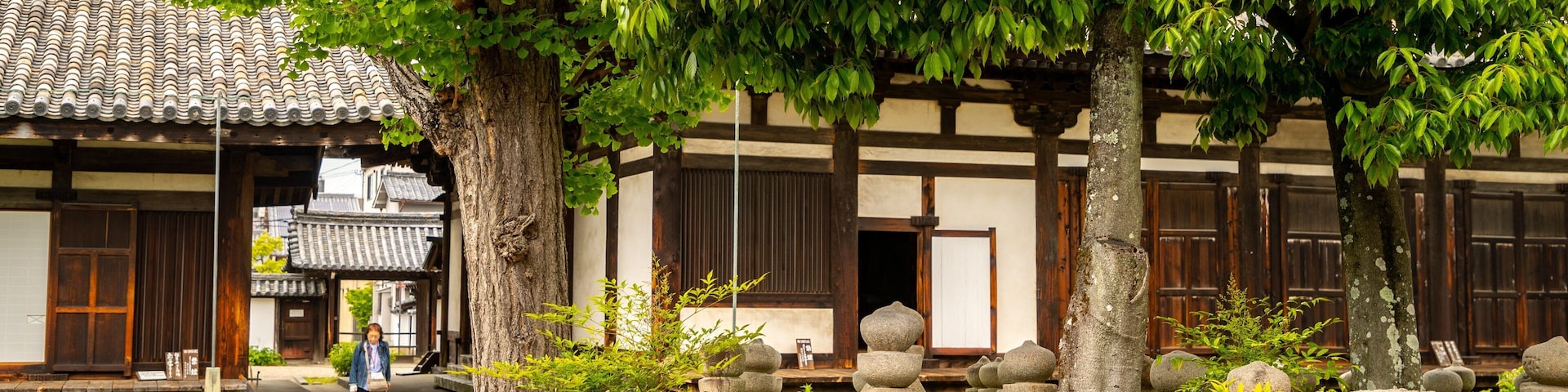 Gango-ji Temple which includes a park and heritage elements