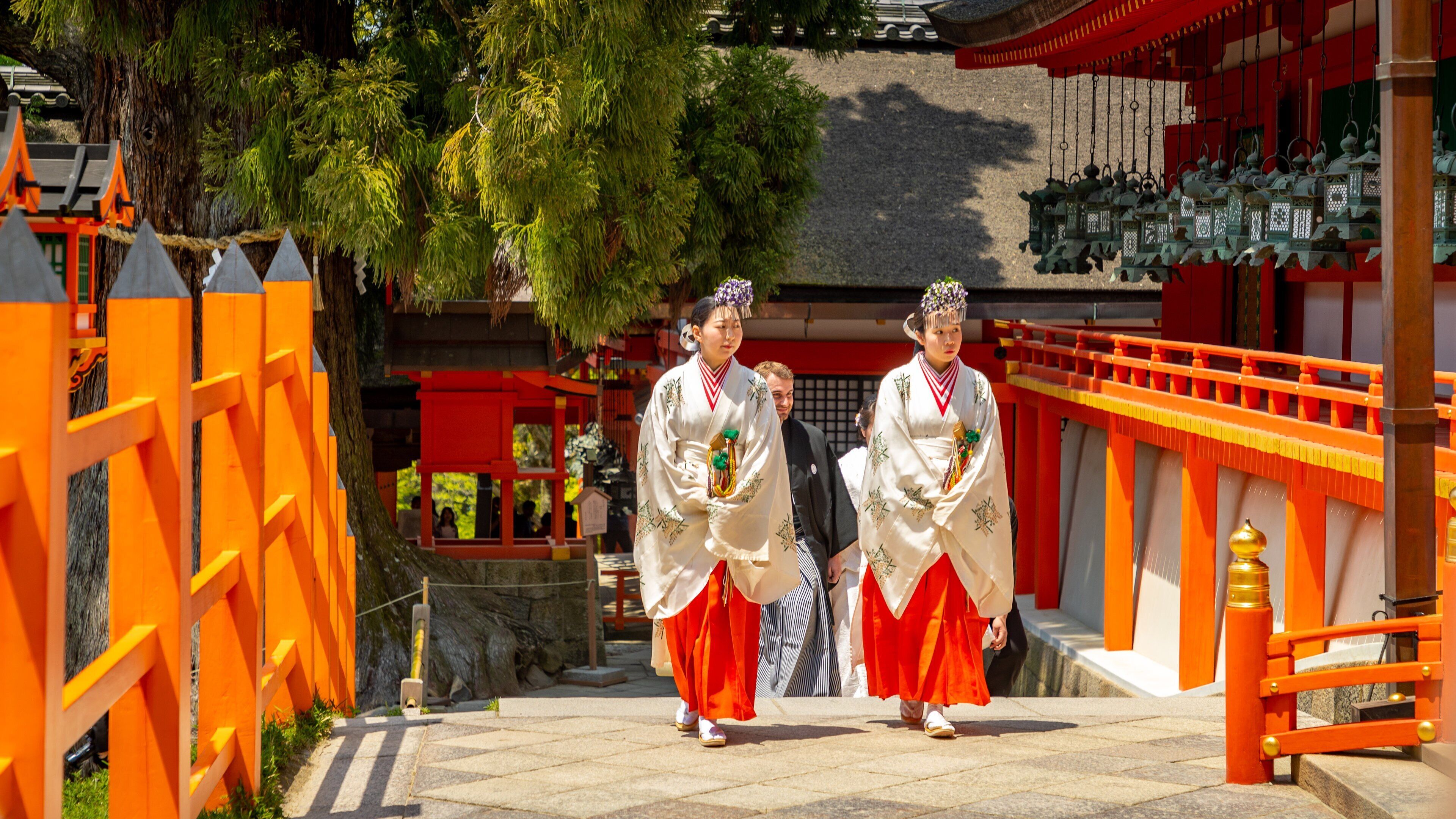 Kasuga Shrine showing heritage elements as well as a couple
