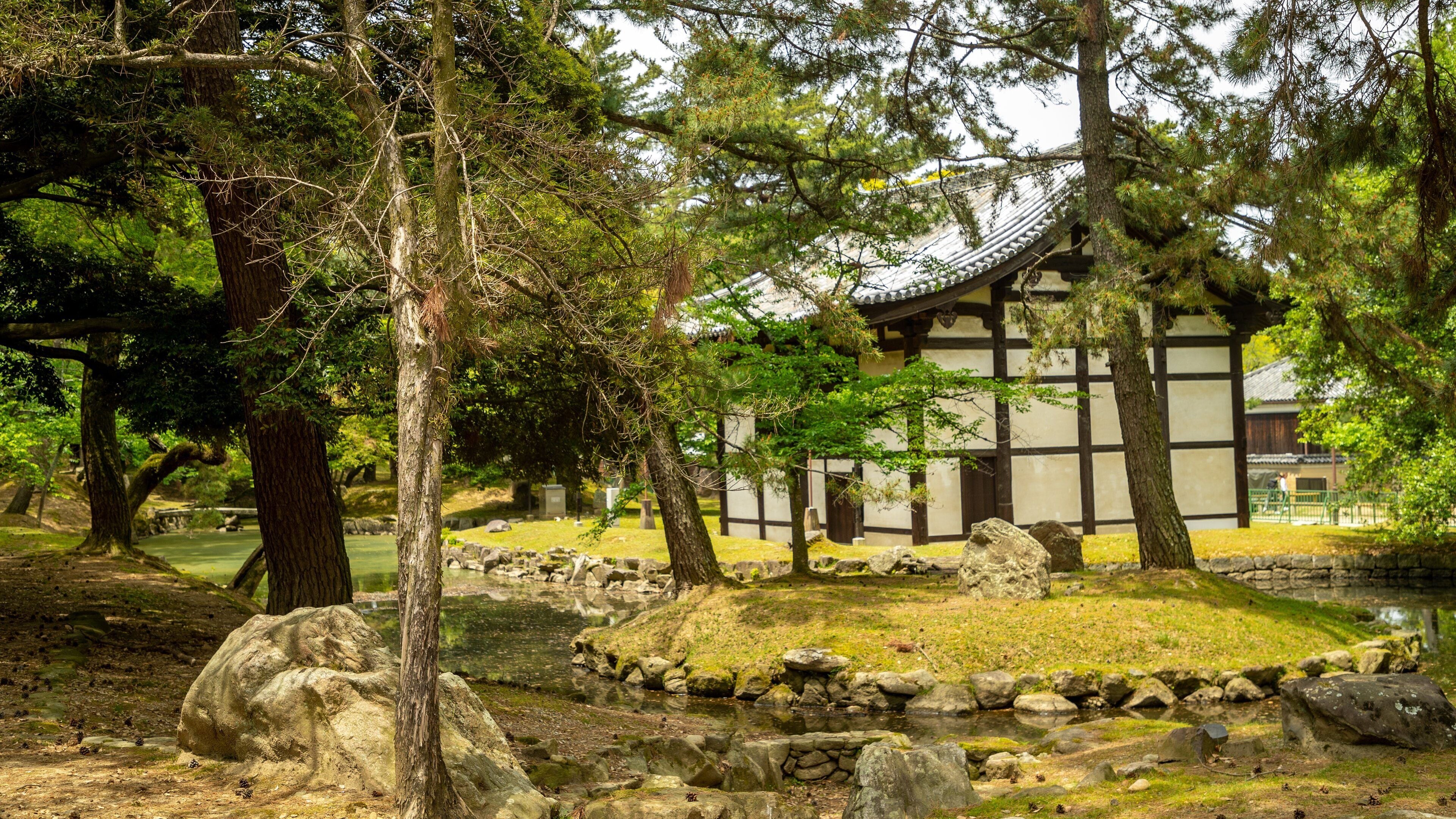 Nara Park which includes heritage elements and a garden