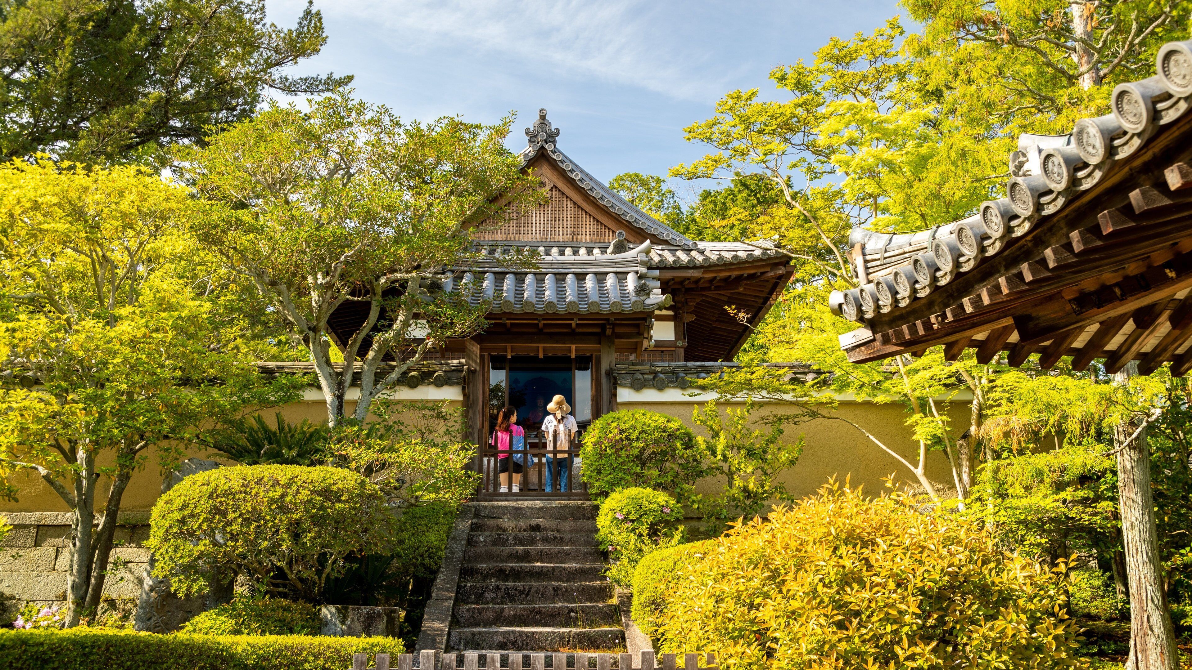 Toshodai-ji Temple showing a temple or place of worship and heritage elements as well as a couple