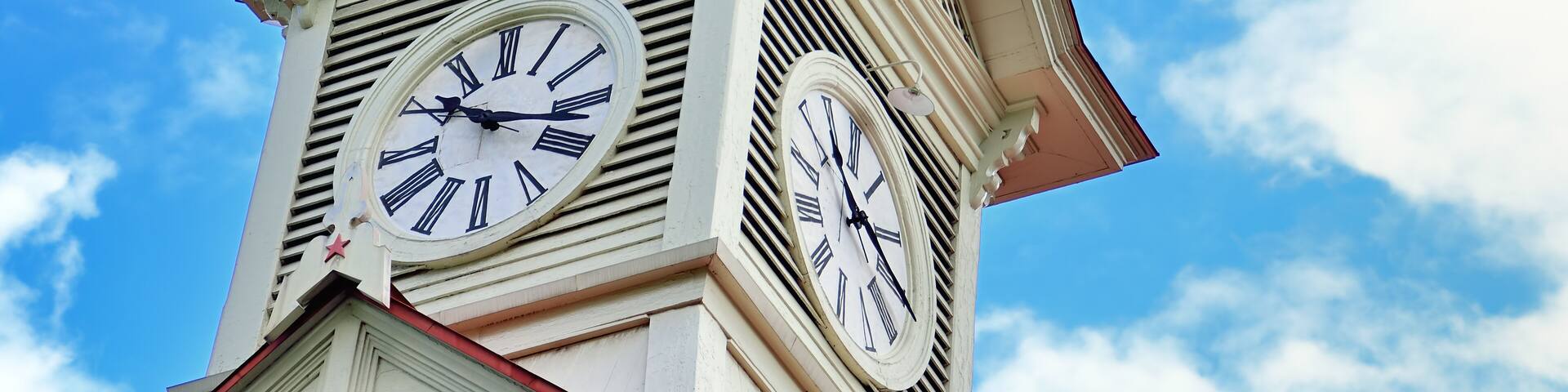 Sapporo city clock tower, in Hokkaido, Japan.