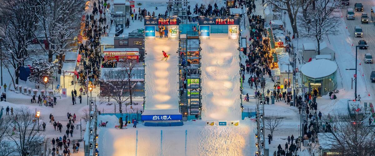 Sapporo TV Tower showing snow, night scenes and landscape views