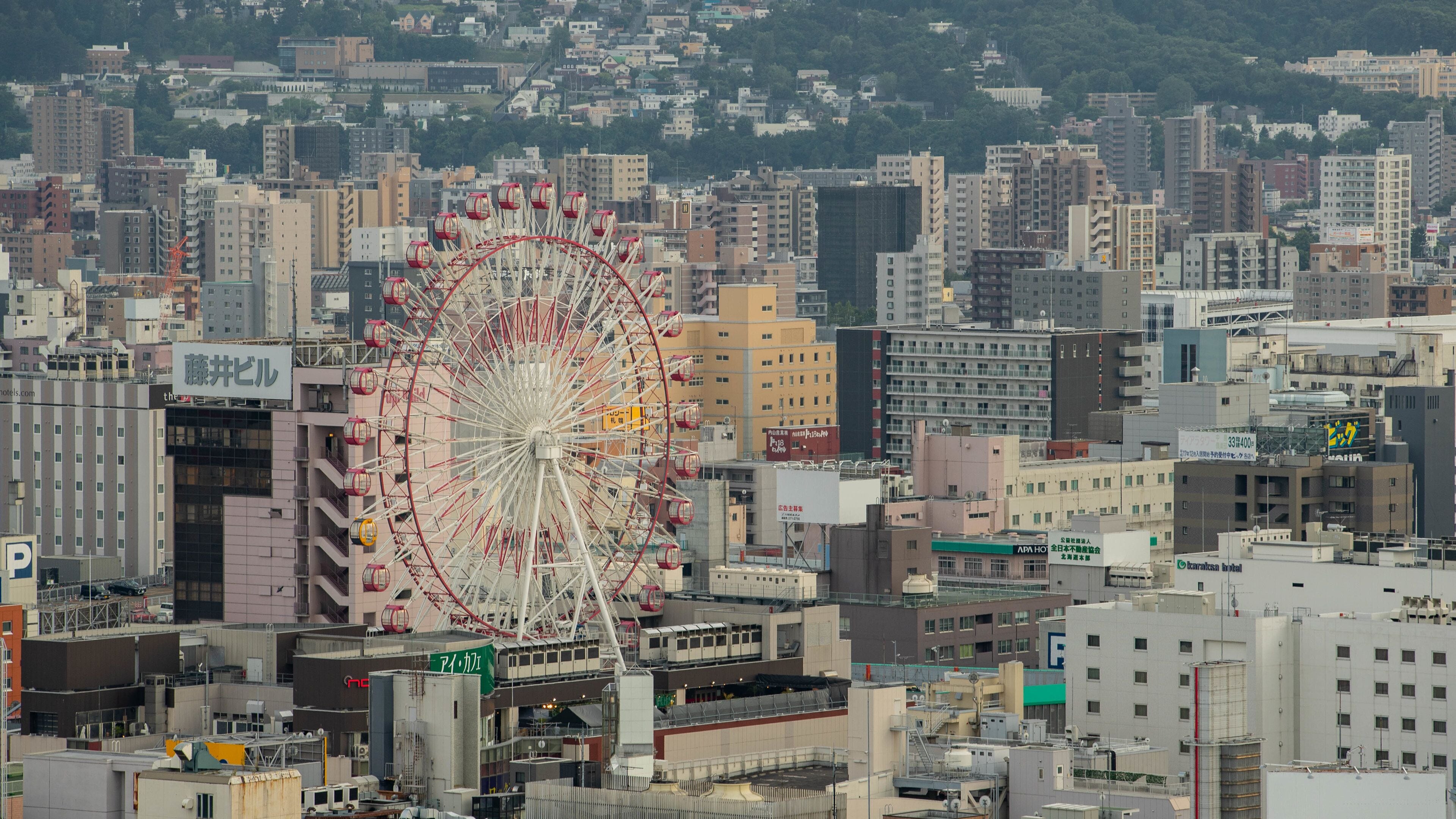 Sapporo TV Tower featuring a city and landscape views