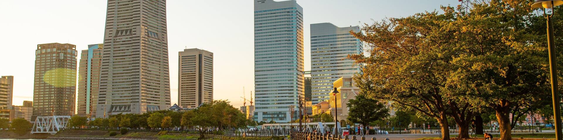 Landmark Tower which includes a city, a river or creek and a sunset