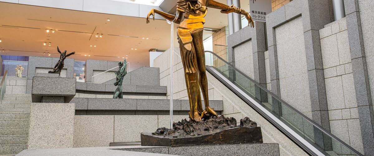 Yokohama Museum of Art featuring interior views, art and a statue or sculpture