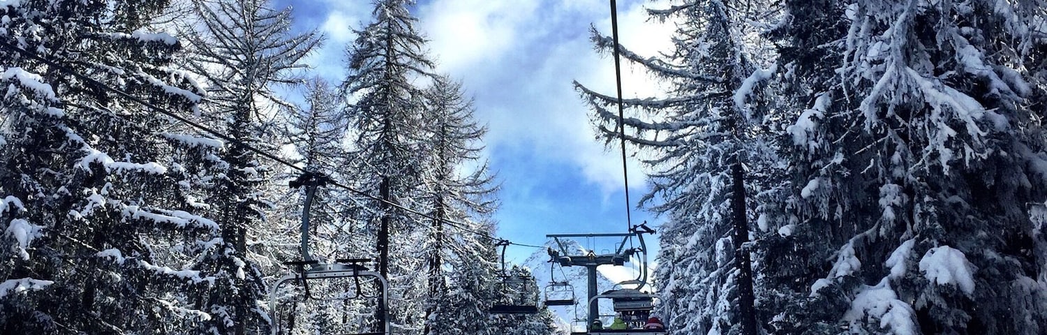 View from the chairlift to the top of the mountains. Avoid Saturday when the locals invade the slopes!