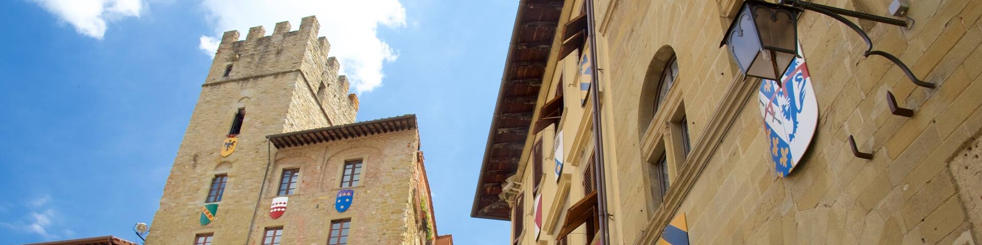 Piazza Grande montrant architecture patrimoniale et signalisation