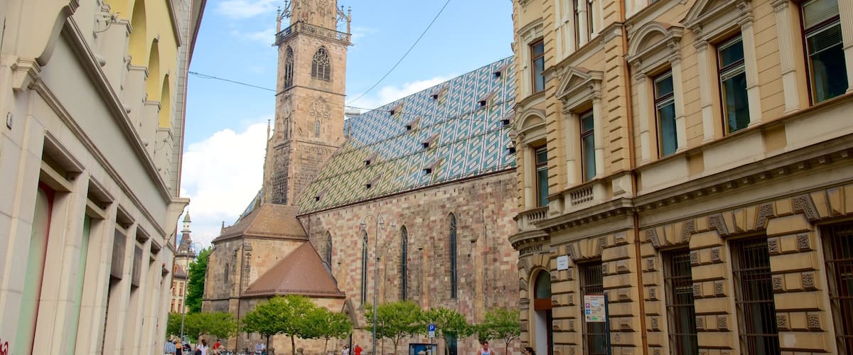 Catedral de Bolzano que incluye una iglesia o catedral y escenas urbanas